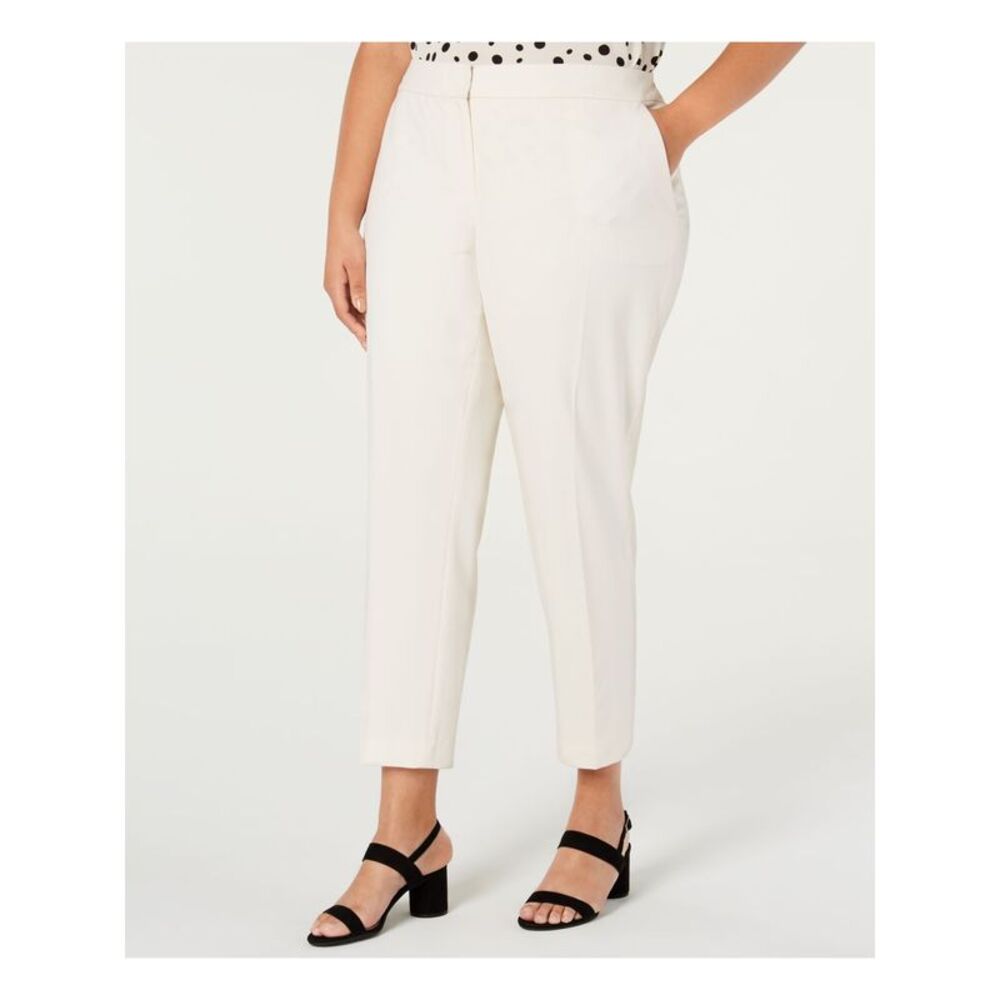BAR III Womens Ivory Pocketed Straight leg Pants Size: 24W Plus
